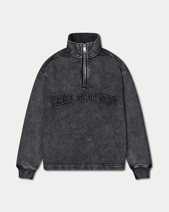 Sudadera Signature oversize con cremallera de 1/4 para mujer, con efecto lavado característico Sudadera Signature oversize con cremallera de 1/4 para mujer, con efecto lavado característico