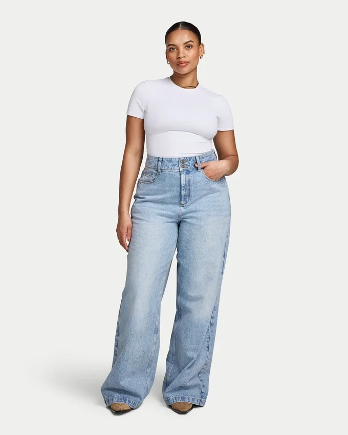 Vaqueros anchos para mujer – azul claro Vaqueros anchos para mujer – azul claro