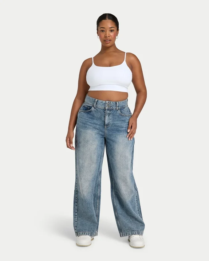 Vaqueros de pierna ancha de Denim – lavado medio Vaqueros de pierna ancha de Denim – lavado medio