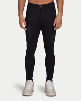 Vaqueros rasgados Spray-On – negros