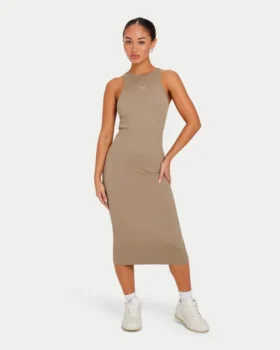 Vestido midi «Base Racer» para mujer – gris verdoso