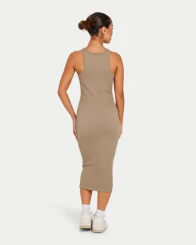 Vestido midi «Base Racer» para mujer – gris verdoso