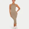 Vestido midi «Base Racer» para mujer – gris verdoso