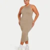 Vestido midi «Base Racer» para mujer – gris verdoso