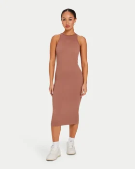 Vestido midi «Base Racer» para mujer – marrón bellota