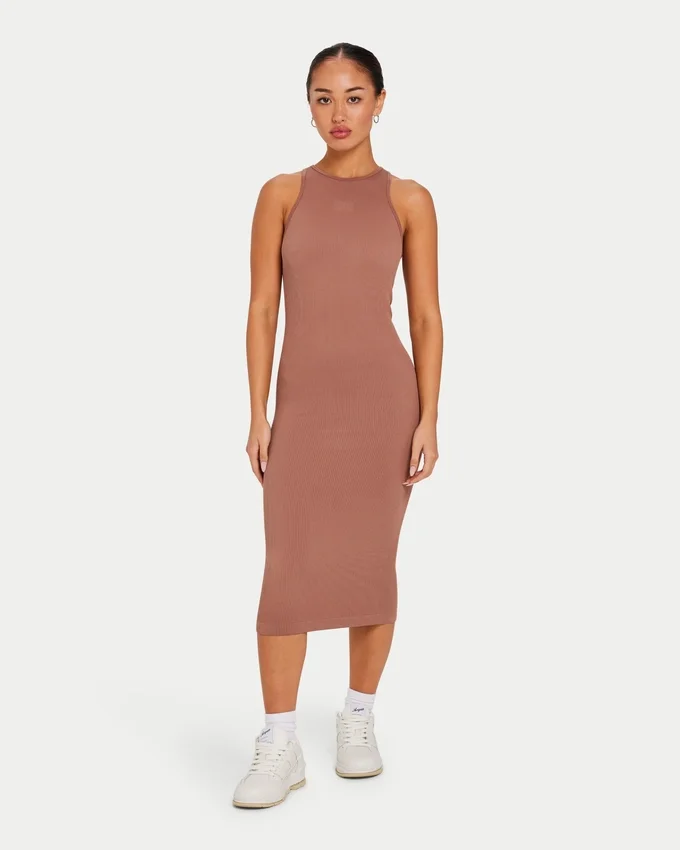 Vestido midi «Base Racer» para mujer – marrón bellota Vestido midi «Base Racer» para mujer – marrón bellota