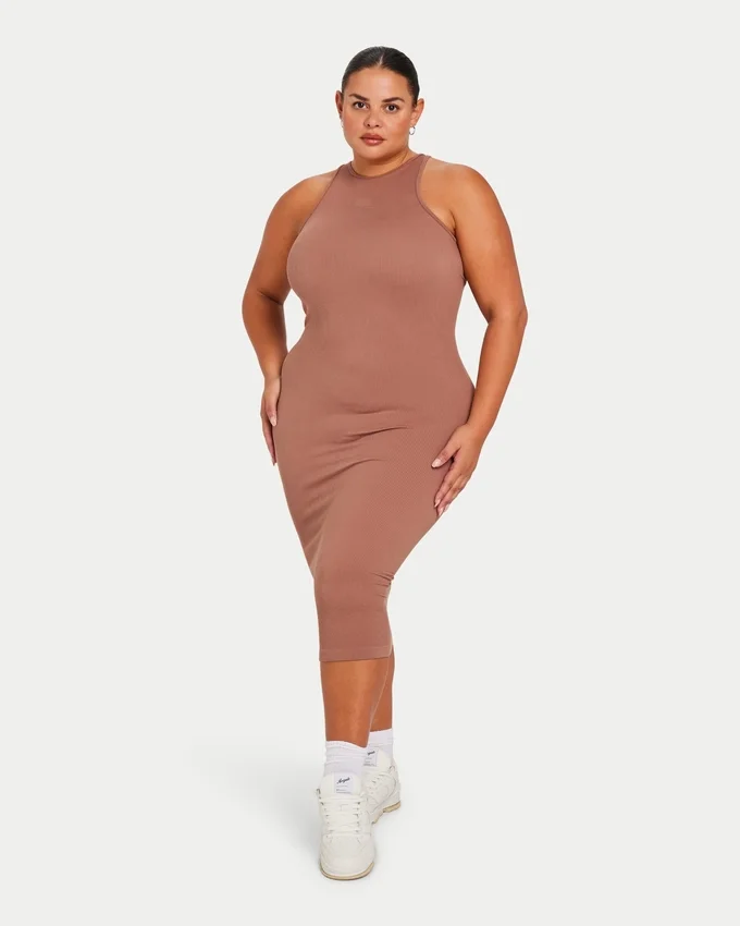 Vestido midi «Base Racer» para mujer – marrón bellota Vestido midi «Base Racer» para mujer – marrón bellota