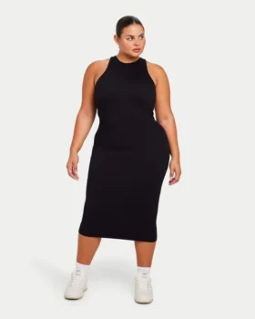 Vestido midi «Base Racer» para mujer – negro
