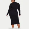 Vestido midi de manga larga para mujer – negro Vestido midi de manga larga para mujer – negro